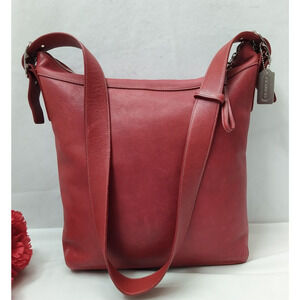 Coach Red Leather Zipper Closure Large Crossbody Shoulder Bag - Vintage